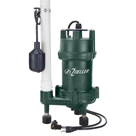 Flint & Walling Zoeller 1 HP 2535 gph Cast Iron Tethered Float Switch Grinding Pump 2701-0005